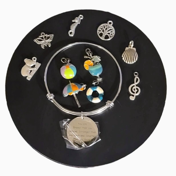 NEW Inspirational Charm Bangle Bracelet with Extra Charms - Picture 1 of 4